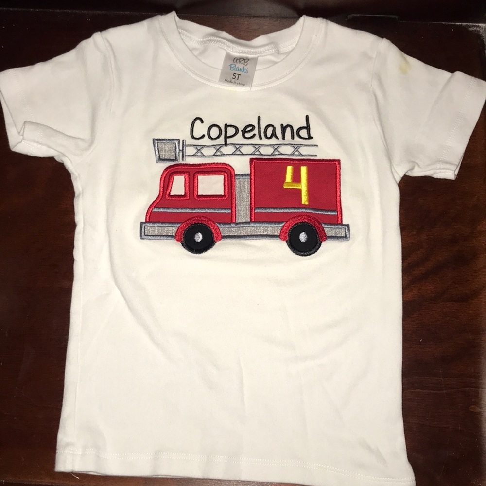 Fire truck smocked shirt